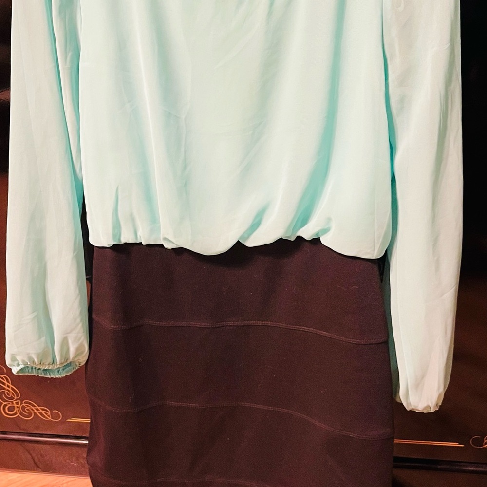 Sweet Storm Mint and Black Long Sleeve Dress